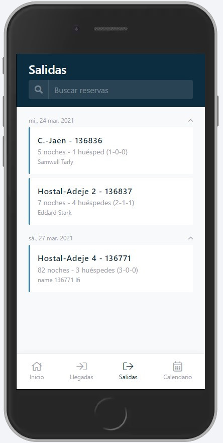 Dispositivo móvil donde se muestra un ejemplo del checkin dentro de la app