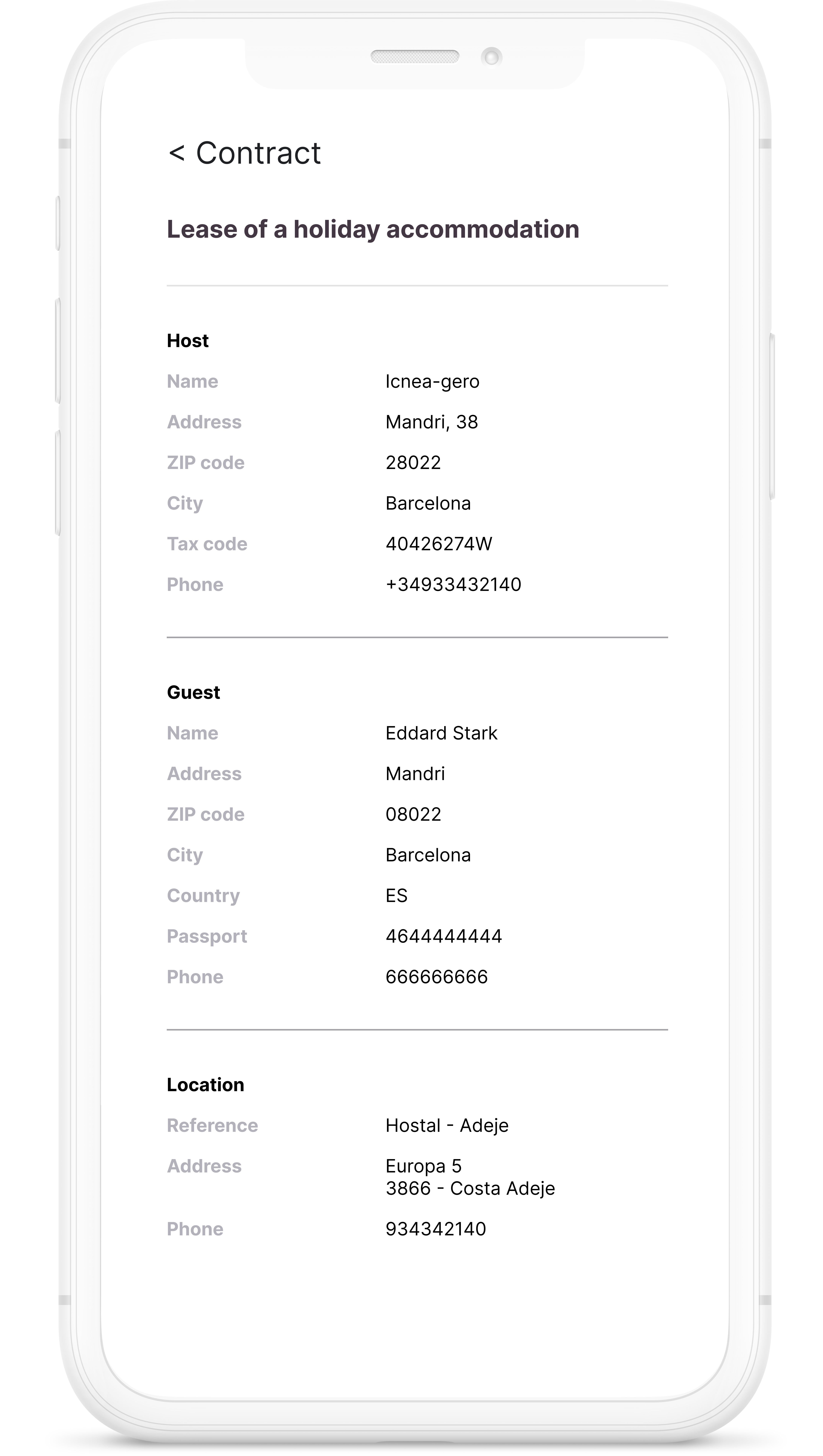 Dispositivo móvel mostrando a assinatura do contrato
